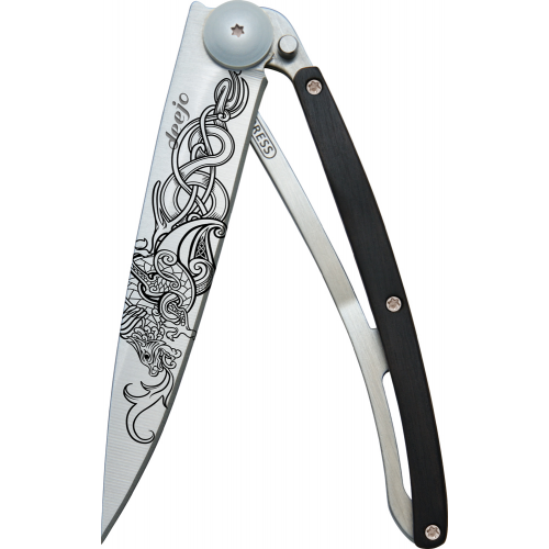 1CB019 Tattoos維京龍-百香果木刀柄