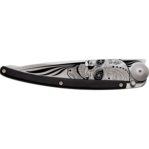 1CB021 Tattoos骷髏頭-百香果木刀柄