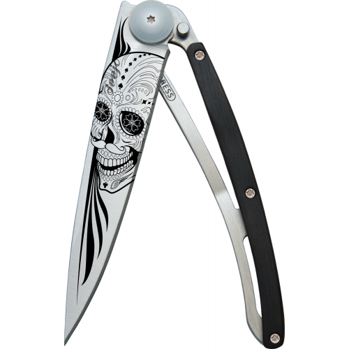 1CB021 Tattoos骷髏頭-百香果木刀柄